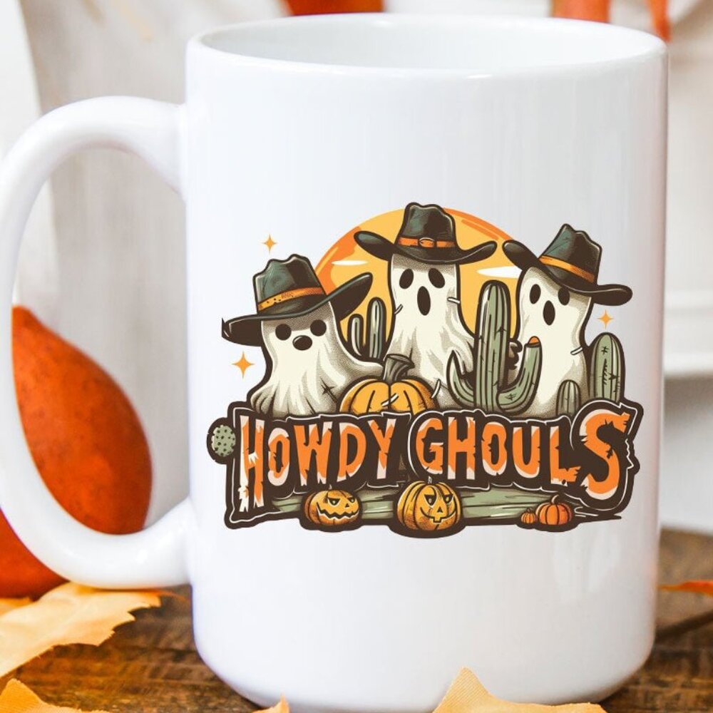 WESTERN HOWDY GHOULS CERAMIC MUG 15 oz